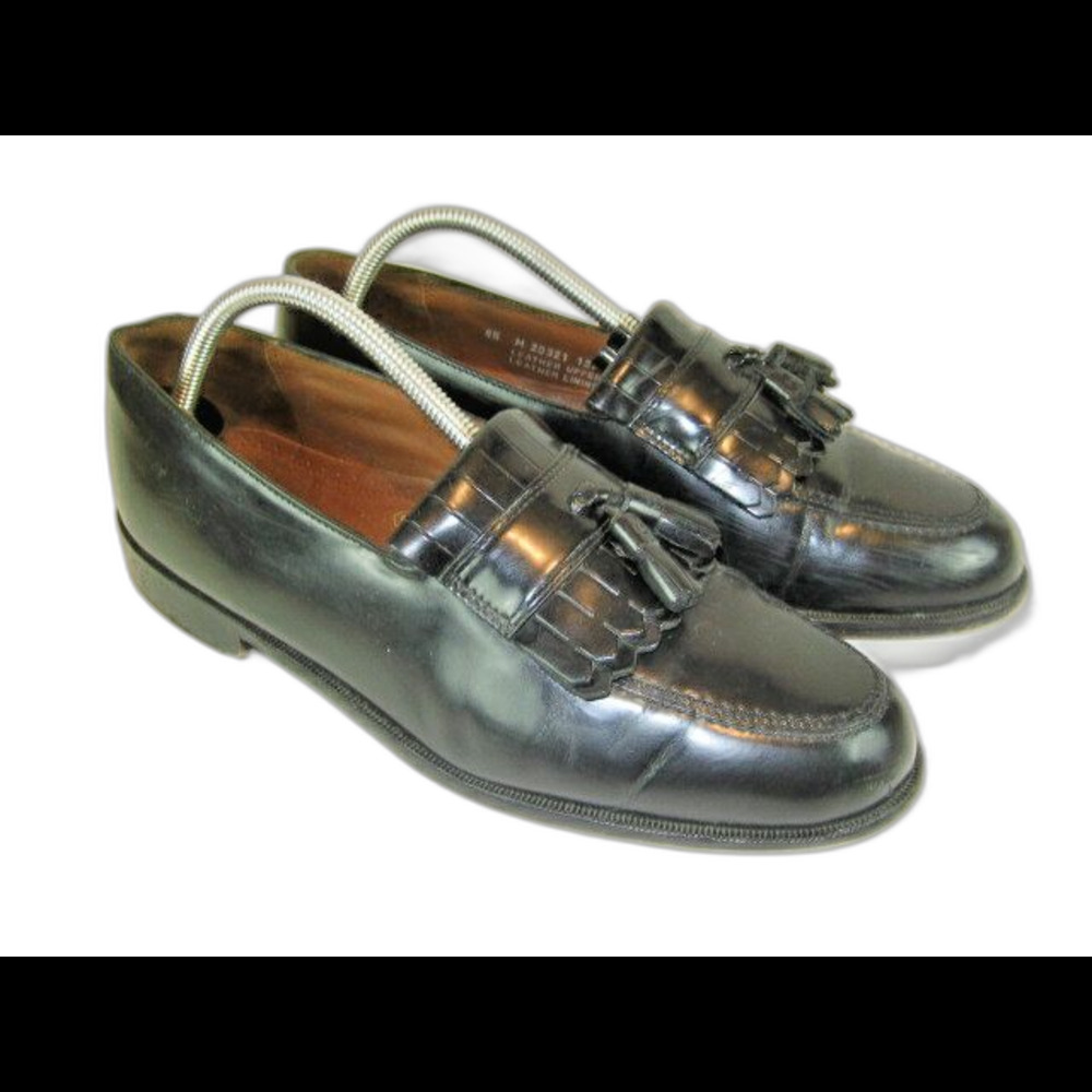 Mens Bostonian Black Leather Tassel Kilt Casual Slip On Loafers  sz 8.5 M